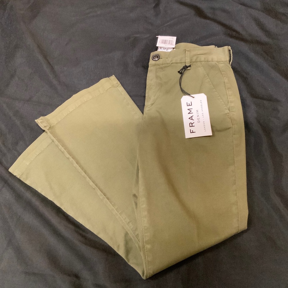 FRAME DENIM Le Crop Mini Boot Pants Jeans Olive Green Size 26 NWT